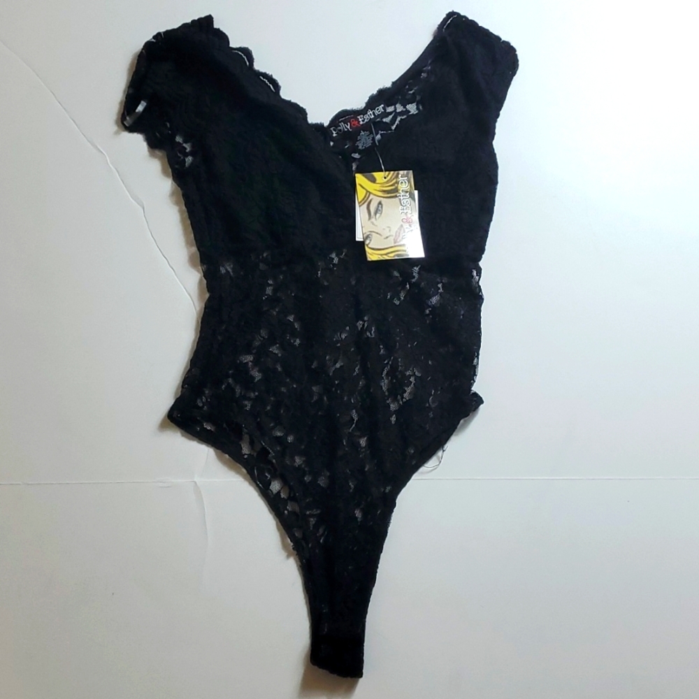 Polly & Esther black lace bodysuit